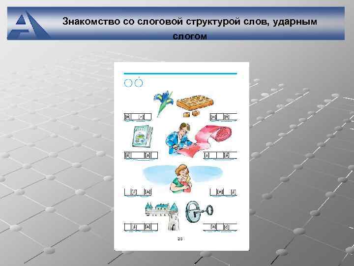 Знакомство со слоговой структурой слов, ударным слогом 