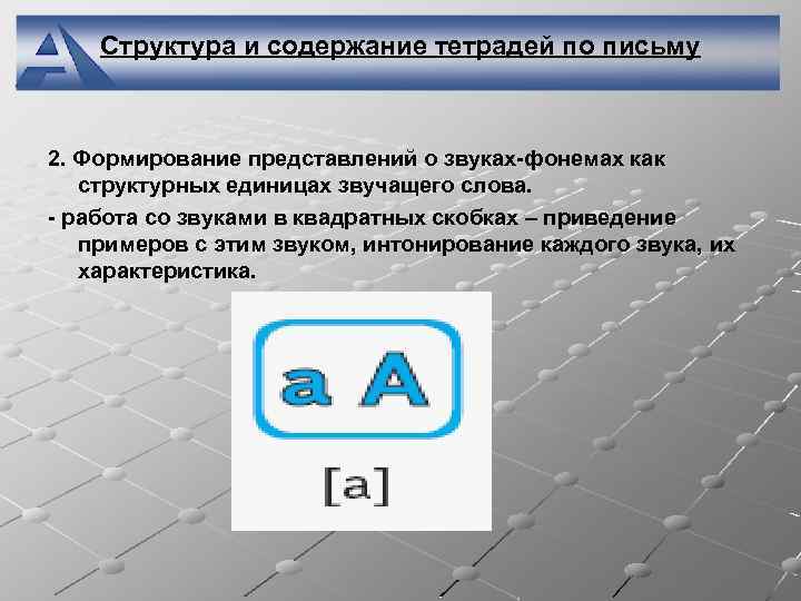Структура и содержание тетрадей по письму 2. Формирование представлений о звуках-фонемах как структурных единицах