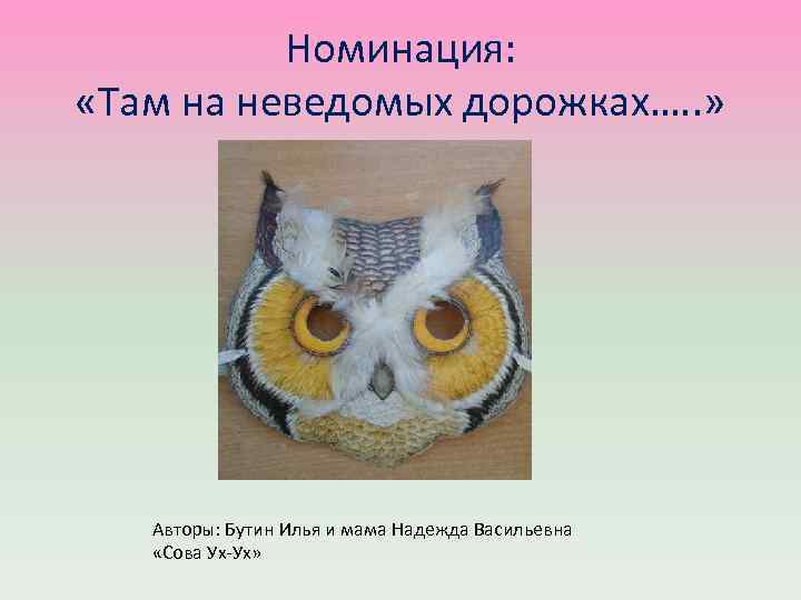 Номинация: «Там на неведомых дорожках…. . » Авторы: Бутин Илья и мама Надежда Васильевна