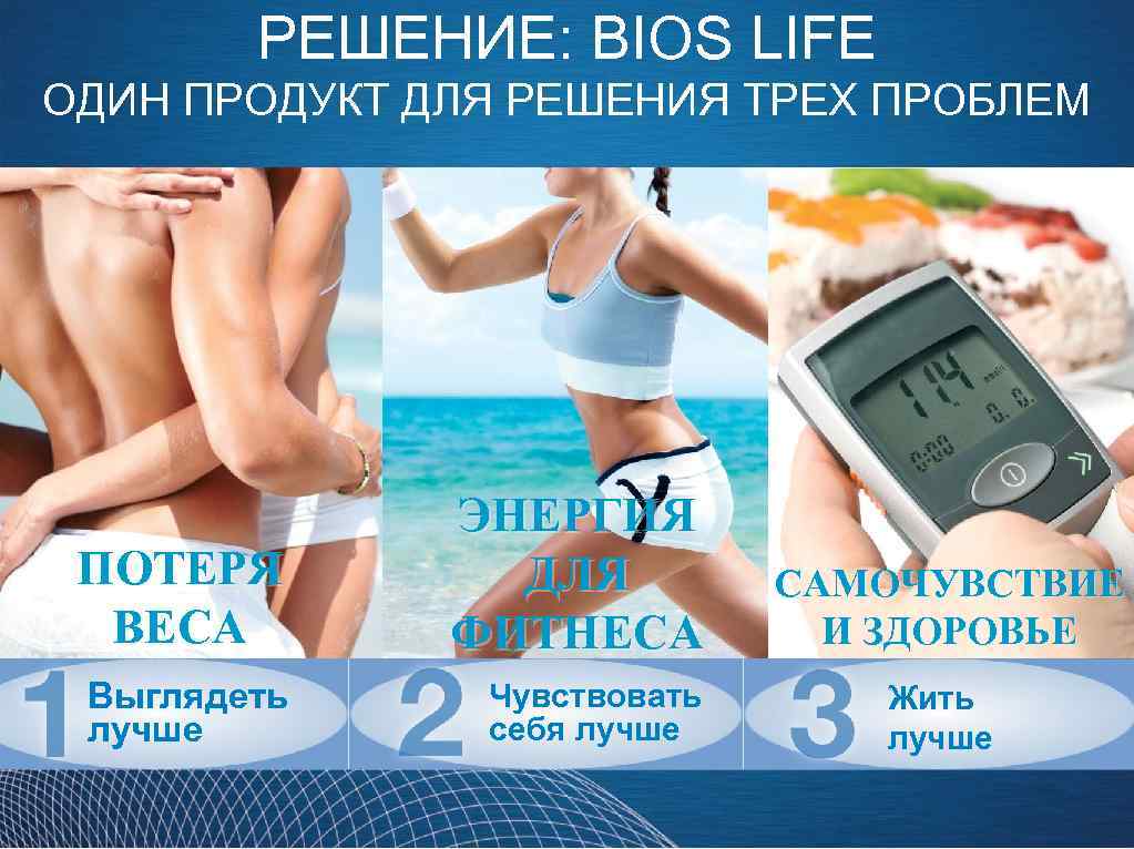 РЕШЕНИЕ: BIOS LIFE ОДИН ПРОДУКТ ДЛЯ РЕШЕНИЯ ТРЕХ ПРОБЛЕМ ПОТЕРЯ ВЕСА ЭНЕРГИЯ ДЛЯ ФИТНЕСА