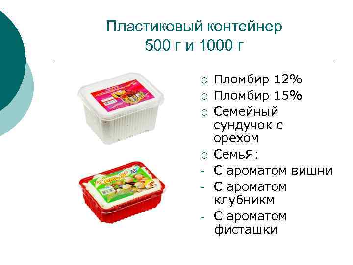 Пластиковый контейнер 500 г и 1000 г ¡ ¡ - Пломбир 12% Пломбир 15%