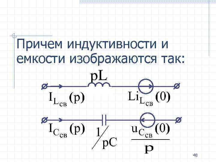 Причем индуктивности и емкости изображаются так: 48 