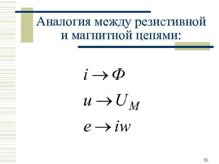 Аналогия между резистивной и магнитной цепями: 51 