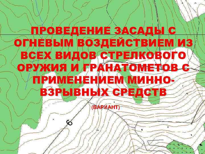 ПРОВЕДЕНИЕ ЗАСАДЫ С ОГНЕВЫМ ВОЗДЕЙСТВИЕМ ИЗ ВСЕХ ВИДОВ СТРЕЛКОВОГО ОРУЖИЯ И ГРАНАТОМЕТОВ С ПРИМЕНЕНИЕМ