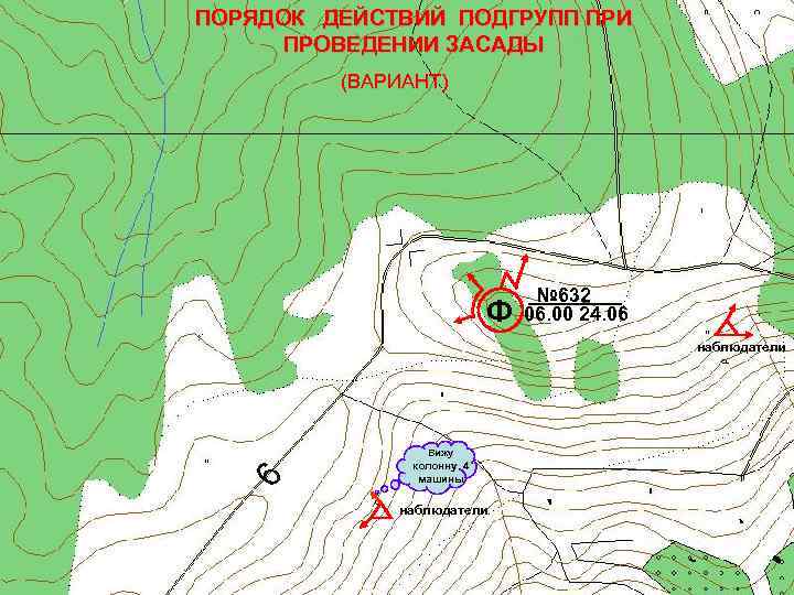 ПОРЯДОК ДЕЙСТВИЙ ПОДГРУПП ПРИ ПРОВЕДЕНИИ ЗАСАДЫ (ВАРИАНТ) Ф № 632 06. 00 24. 06