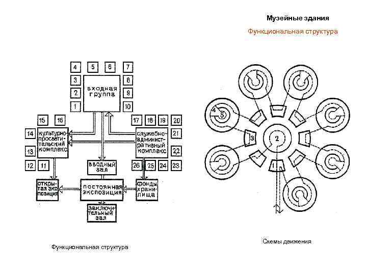 Музейные здания Функциональная структура Схемы движения 