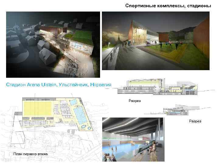 Спортивные комплексы, стадионы Стадион Arena Ulstein, Ульстейнвик, Норвегия Разрез План первого этажа 