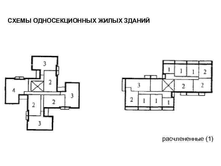 СХЕМЫ ОДНОСЕКЦИОННЫХ ЖИЛЫХ ЗДАНИЙ расчлененные (1) 