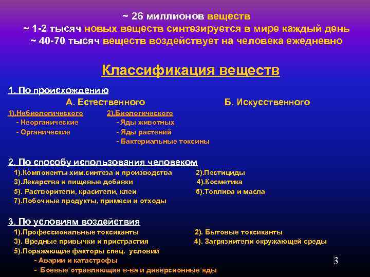 ~ 26 миллионов веществ ~ 1 -2 тысяч новых веществ синтезируется в мире каждый
