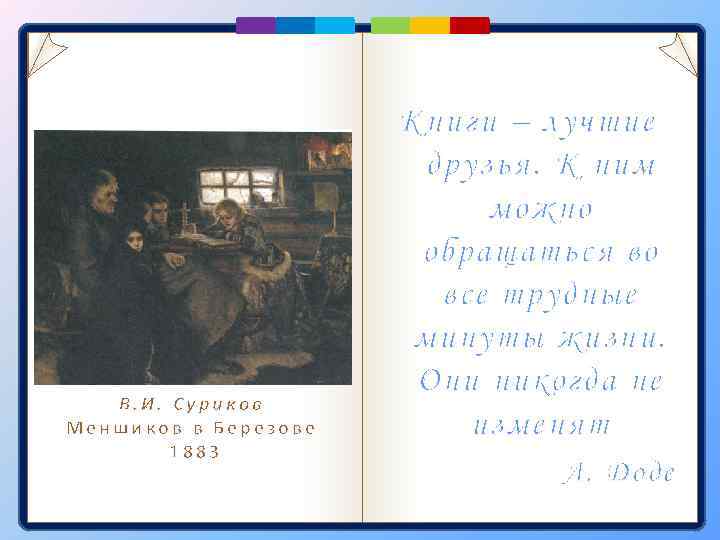 В. И. Суриков Меншиков в Березове 1883 Книги – лучшие друзья. К ним можно