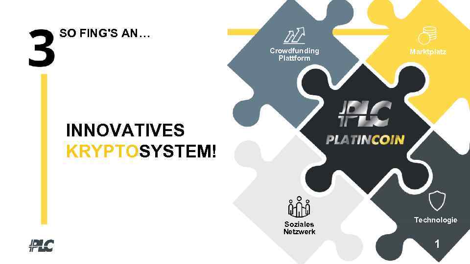 SO FING'S AN… Crowdfunding Plattform Marktplatz INNOVATIVES KRYPTOSYSTEM! Soziales Netzwerk Technologie 1 