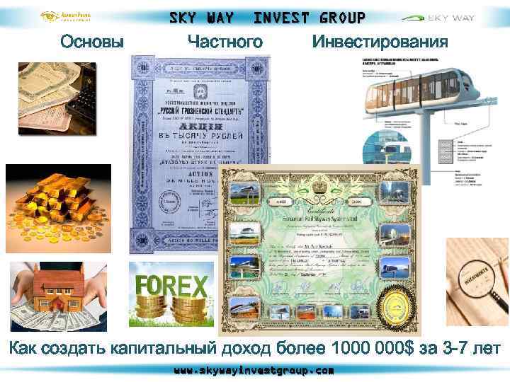 SKY WAY Основы INVEST GROUP Частного Инвестирования Как создать капитальный доход более 1000 000$