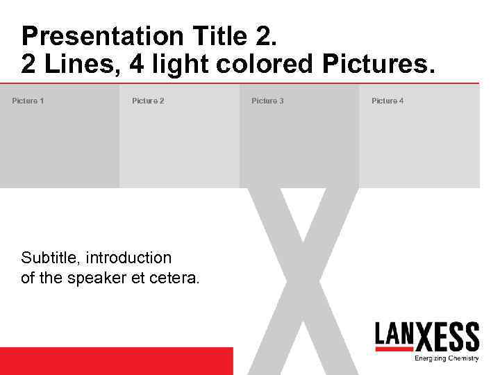 Presentation Title 2. 2 Lines, 4 light colored Pictures. Picture 1 Picture 2 Subtitle,