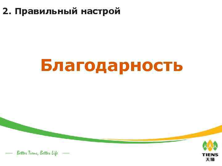 2. Правильный настрой Благодарность 