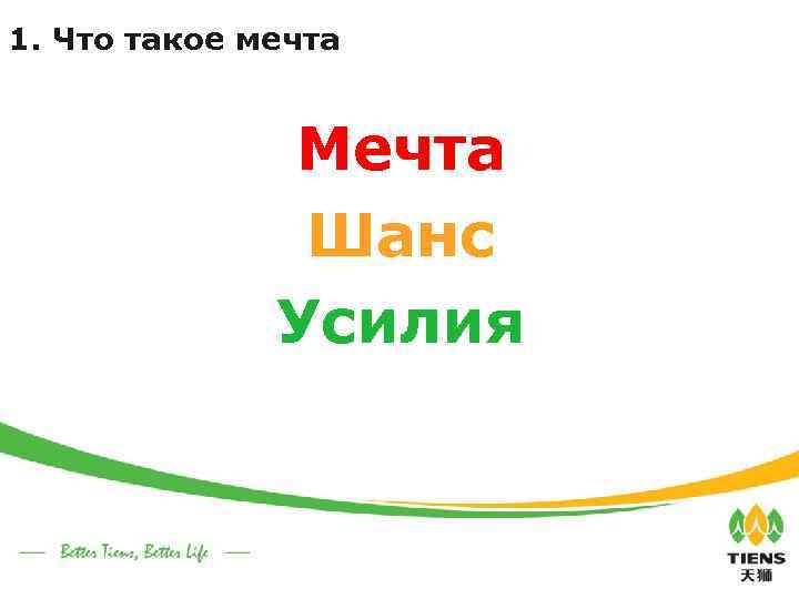 1. Что такое мечта Мечта Шанс Усилия 
