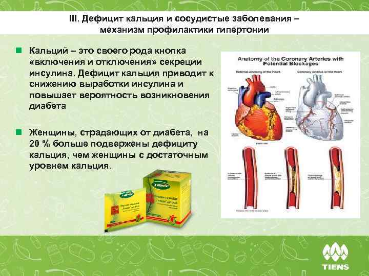 III. Дефицит кальция и сосудистые заболевания – механизм профилактики гипертонии n Кальций ‒ это