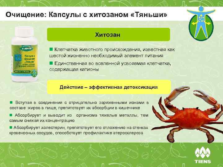 Очищение: Капсулы с хитозаном «Тяньши» Хитозан n Клетчатка животного происхождения, известная как шестой жизненно