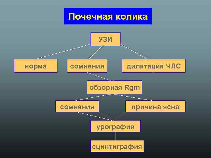 Почечная колика УЗИ норма сомнения дилятация ЧЛС обзорная Rgm сомнения причина ясна урография сцинтиграфия