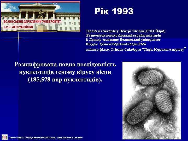  Рік 1993 Теракт в Світовому Центрі Тогівлі (Н’Ю-Йорк) Розпочався всеукраїнський страйк шахтарів В