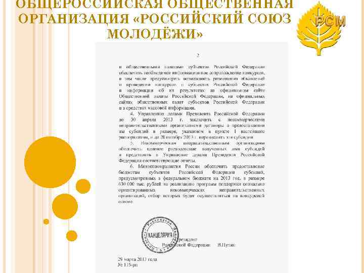 ОБЩЕРОССИЙСКАЯ ОБЩЕСТВЕННАЯ ОРГАНИЗАЦИЯ «РОССИЙСКИЙ СОЮЗ МОЛОДЁЖИ» 