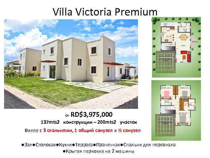 Villa Victoria Premium От RD$3, 975, 000 137 mts 2 конструкции – 200 mts