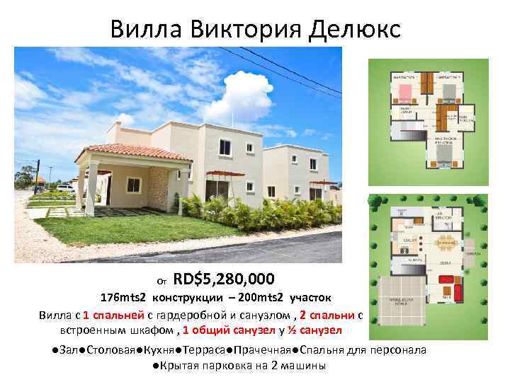 Вилла Виктория Делюкс От RD$5, 280, 000 176 mts 2 конструкции – 200 mts