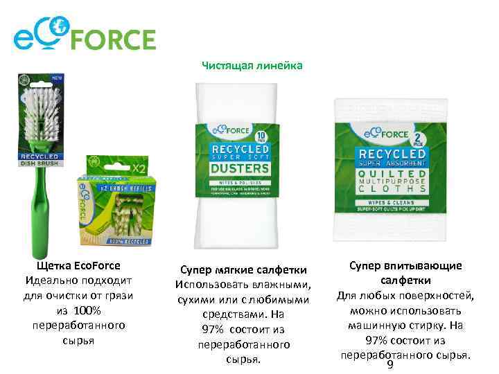 Чистящая линейка Щетка Eco. Force Идеально подходит для очистки от грязи из 100% переработанного
