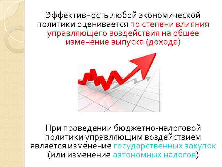 Эффективность любой экономической политики оценивается по степени влияния управляющего воздействия на общее изменение выпуска