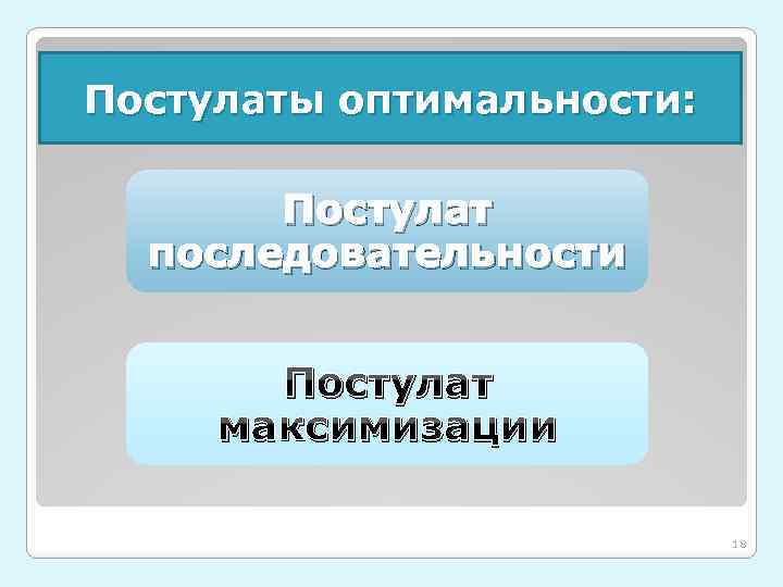 Постулаты оптимальности: Постулат последовательности Постулат максимизации 18 