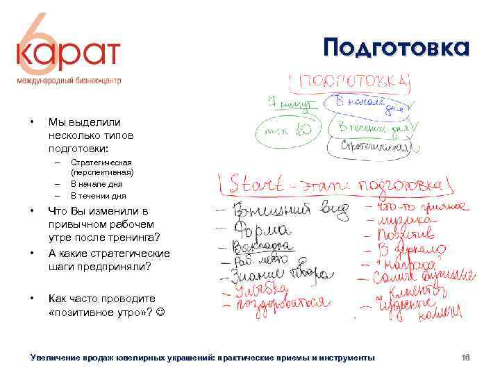 Подготовка • Мы выделили несколько типов подготовки: – – – • • • Стратегическая