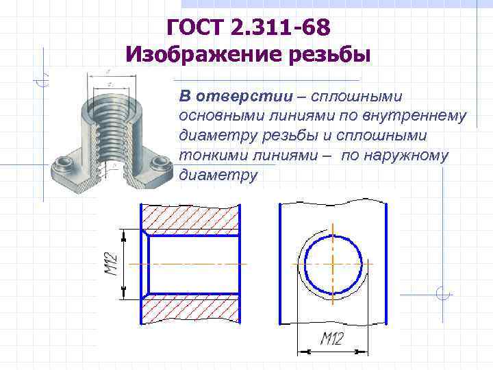 Резьба в отверстии