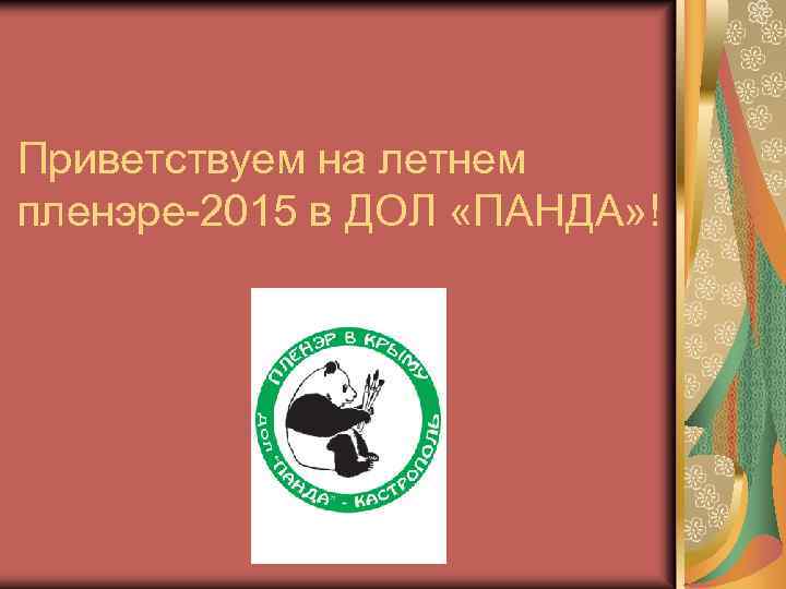 Приветствуем на летнем пленэре-2015 в ДОЛ «ПАНДА» ! 