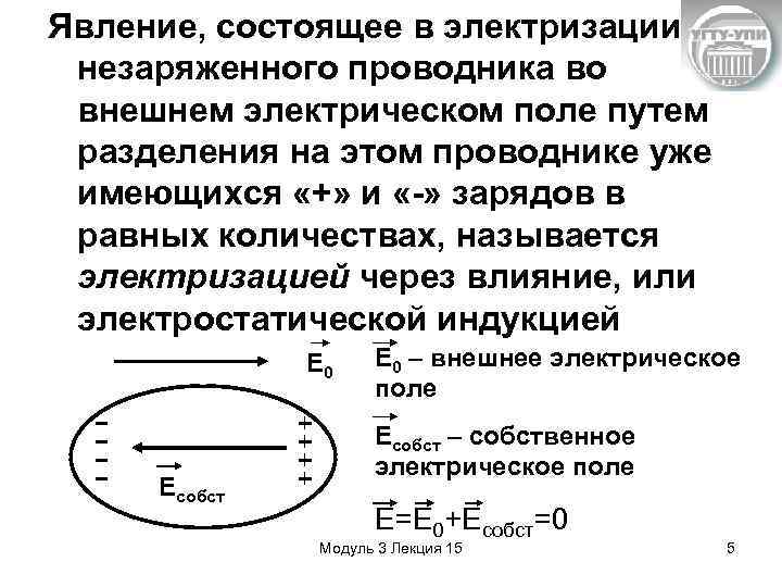 Явление, состоящее в электризации незаряженного проводника во внешнем электрическом поле путем разделения на этом