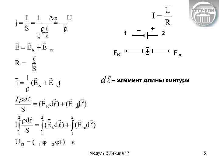 1 FK 2 Fст – элемент длины контура Модуль 3 Лекция 17 5 