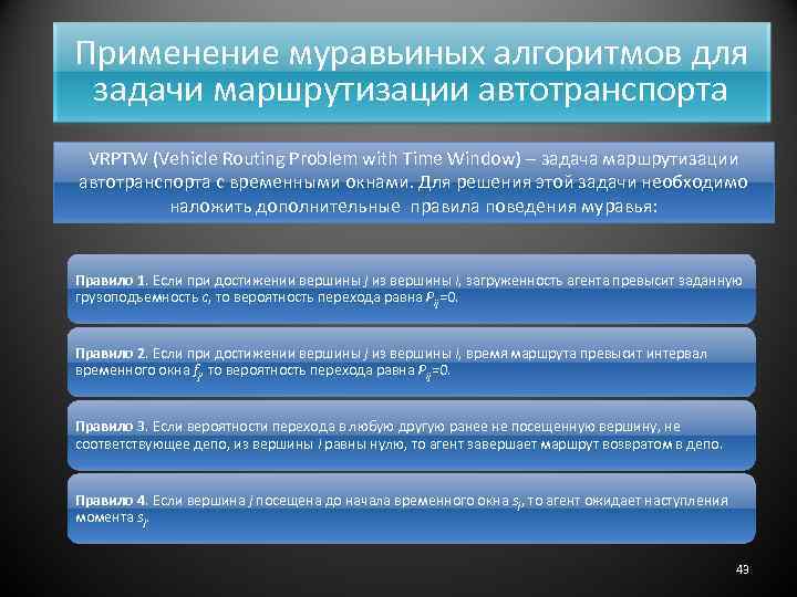Применение муравьиных алгоритмов для задачи маршрутизации автотранспорта VRPTW (Vehicle Routing Problem with Time Window)