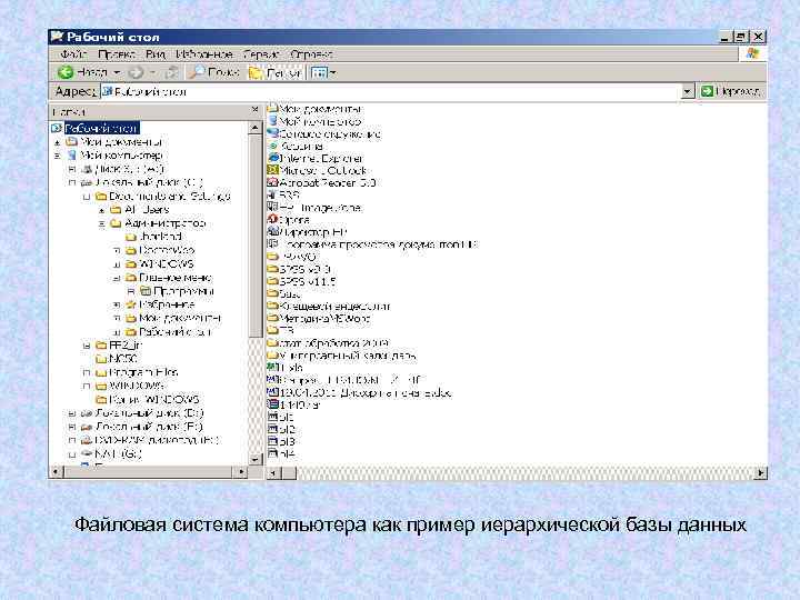 Файловая система компьютера как пример иерархической базы данных 