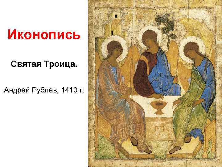 Иконопись Святая Троица. Андрей Рублев, 1410 г. 