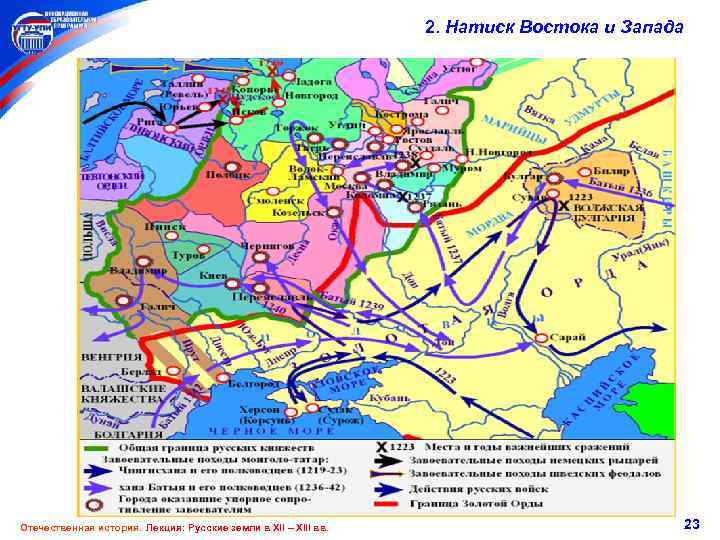 2. Натиск Востока и Запада Отечественная история. Лекция: Русские земли в XII – XIII