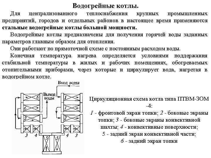 Водогрейные котлы. Для централизованного теплоснабжения крупных промышленных предприятий, городов и отдельных районов в настоящее