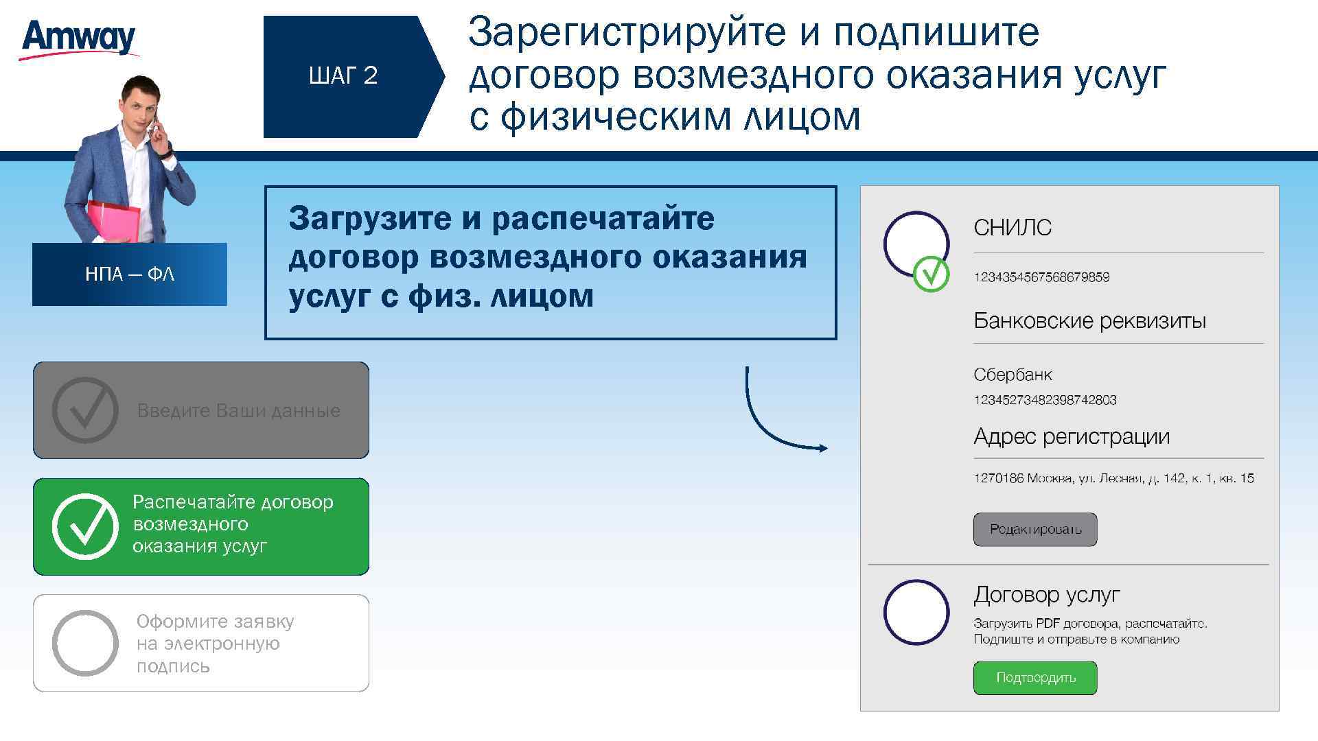 ШАГ 2 НПА — ФЛ Зарегистрируйте и подпишите договор возмездного оказания услуг с физическим