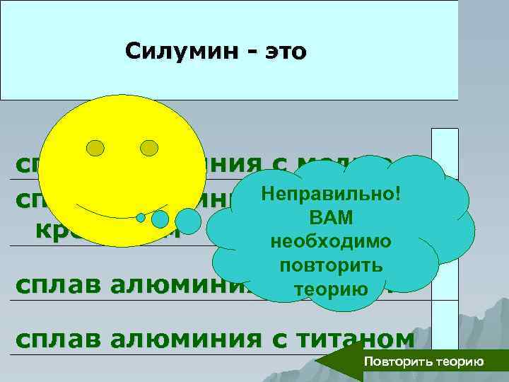 Силумин - это сплав алюминия с медью сплав алюминия. Неправильно! с ВАМ кремнием необходимо
