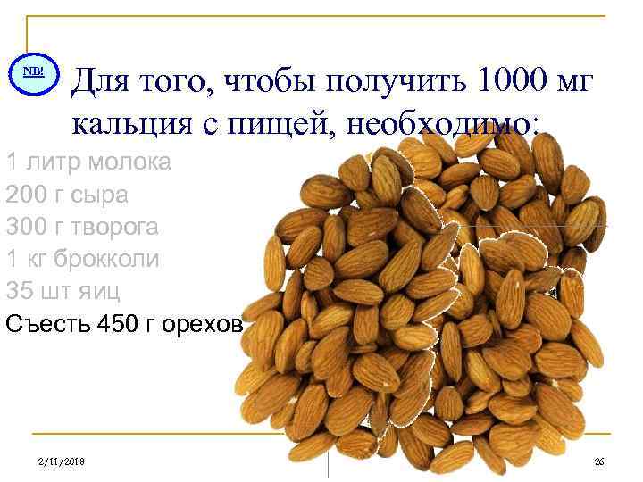 NB! Для того, чтобы получить 1000 мг кальция с пищей, необходимо: 1 литр молока