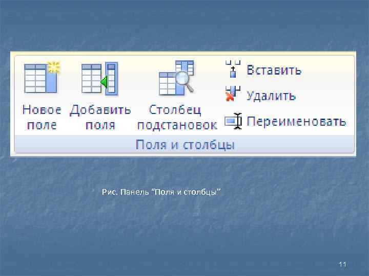 Рис. Панель “Поля и столбцы” 11 