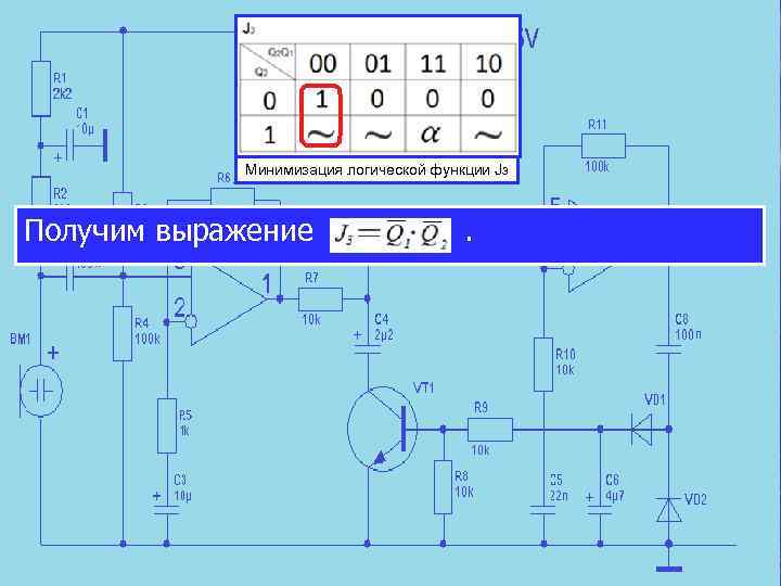 Минимизация логической функции J 3 Получим выражение . 