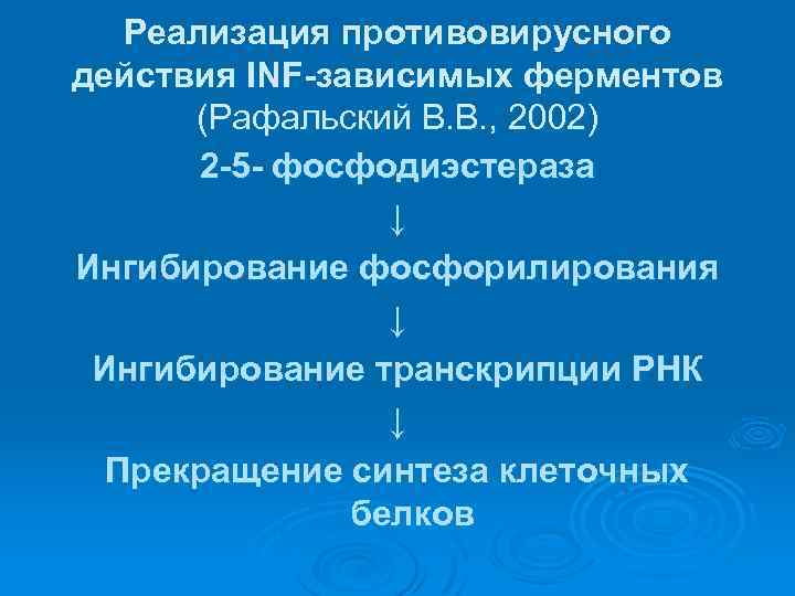 Реализация противовирусного действия INF-зависимых ферментов (Рафальский В. В. , 2002) 2 -5 - фосфодиэстераза