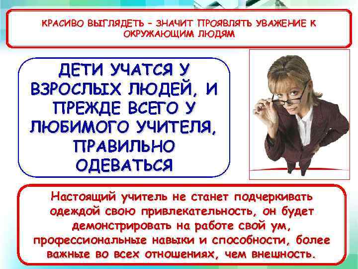 КРАСИВО ВЫГЛЯДЕТЬ – ЗНАЧИТ ПРОЯВЛЯТЬ УВАЖЕНИЕ К ОКРУЖАЮЩИМ ЛЮДЯМ ДЕТИ УЧАТСЯ У ВЗРОСЛЫХ ЛЮДЕЙ,