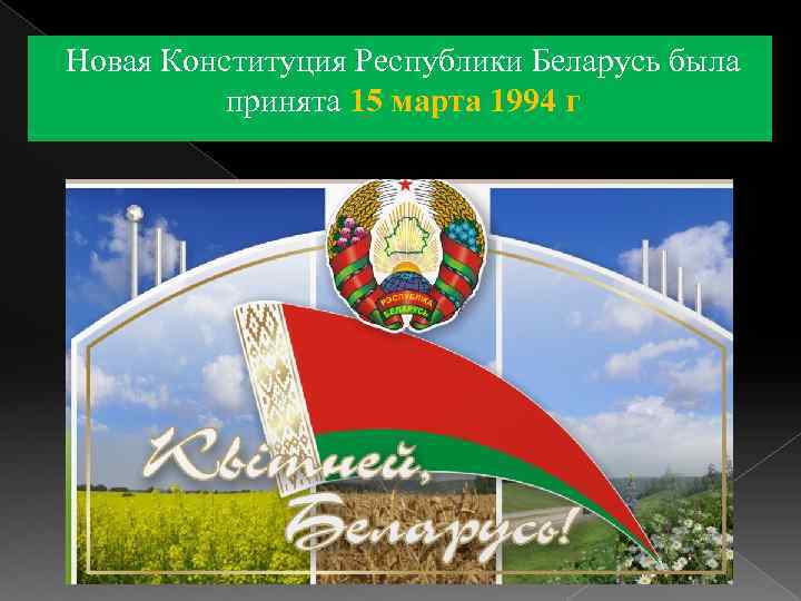 Новая Конституция Республики Беларусь была принята 15 марта 1994 г 