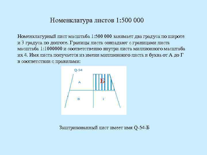 Номенклатура листов 1: 500 000 Номенклатурный лист масштаба 1: 500 000 занимает два градуса