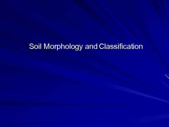 Soil Morphology and Classification 