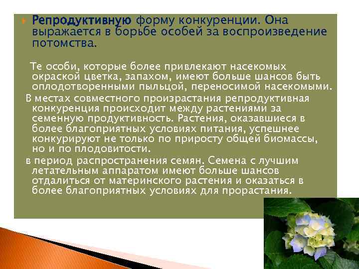  Репродуктивную форму конкуренции. Она выражается в борьбе особей за воспроизведение потомства. Те особи,